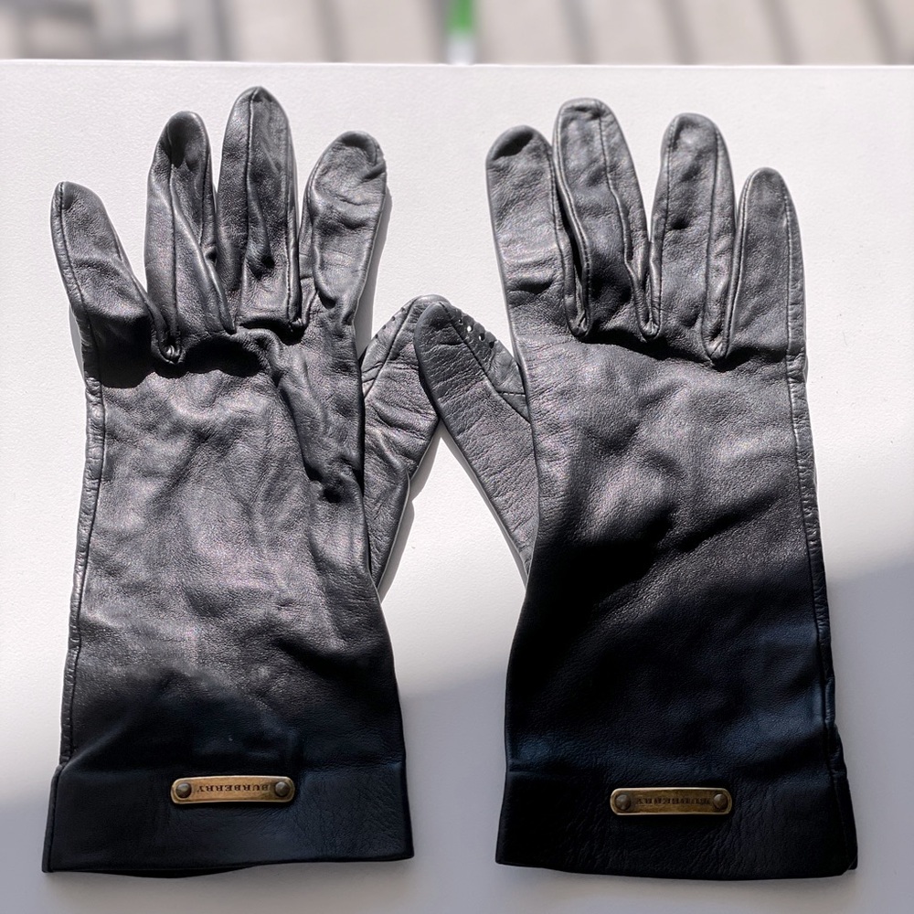 Burberry Black Leather Gloves